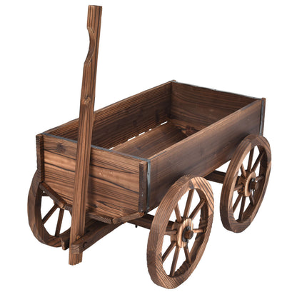 Wooden cart with wheels on a white background
