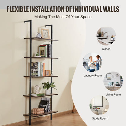 Wall-mounted shelf with flexible installation options in various rooms.