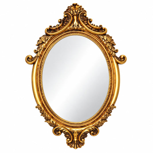 Gfiltershop Ornate Gold Oval Wall Mirror, Baroque Resin, 37.5 cm