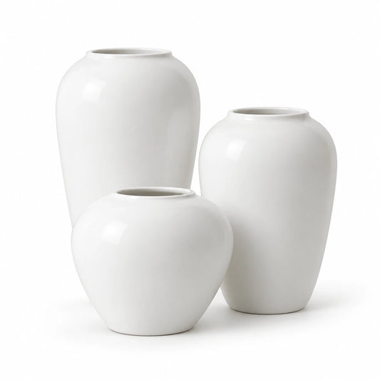 Gfiltershop White Porcelain Vase Set of 3, Nordic Modern Home Decor
