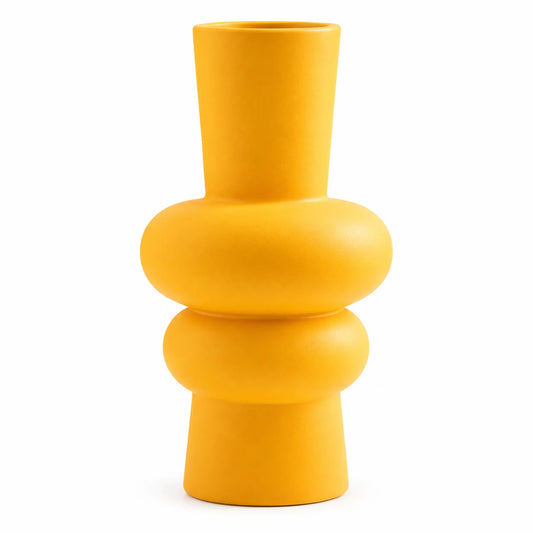 Gfiltershop Modern Glazed Ceramic Vase, Yellow & Dark Blue, 2 Sizes